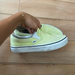 Pastel lime green slip on vans